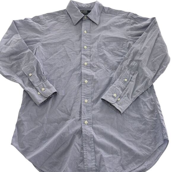 Polo Ralph Lauren Shirt Mens 15.5‎ 32 33 Medium Grey Andrew Button Down Check - Picture 1 of 6